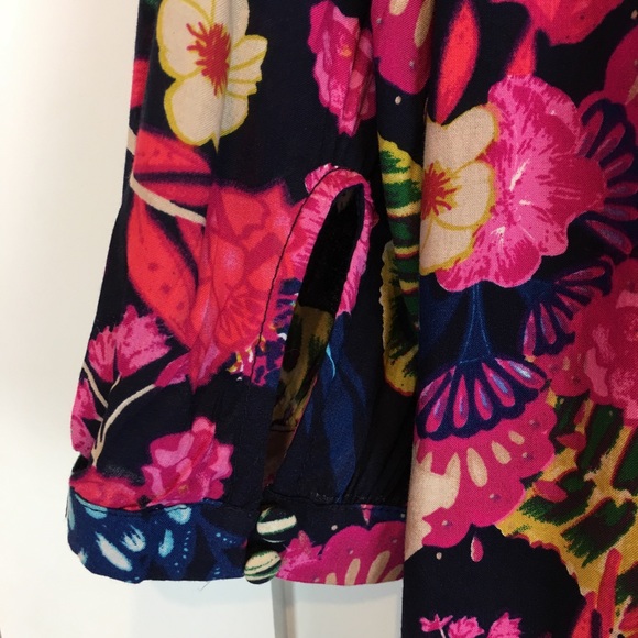 Umgee | Navy Pink Floral Hi Lo Swing Dress M - Picture 6 of 8